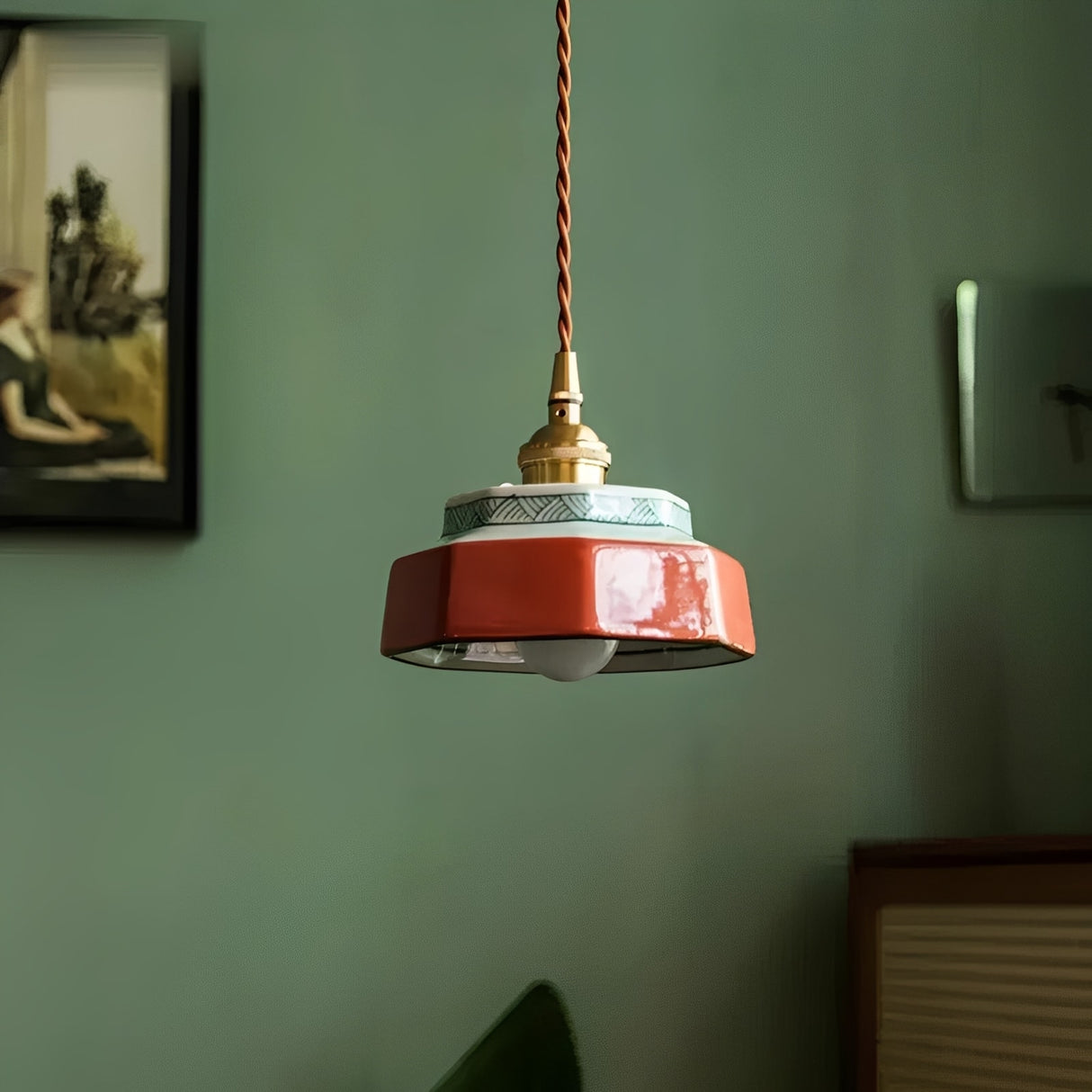 Ceramic Pendant Light - Adjustable Kitchen Pendant Lighting with Polished Copper Socket for Stylish Interiors 1