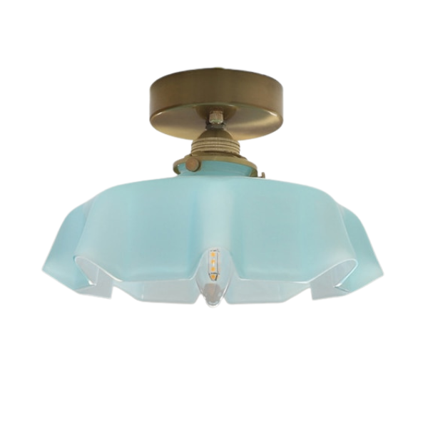 Floral Elegance Pendant Lamp - Adjustable Glass Ceiling Light with Brass Accents 6
