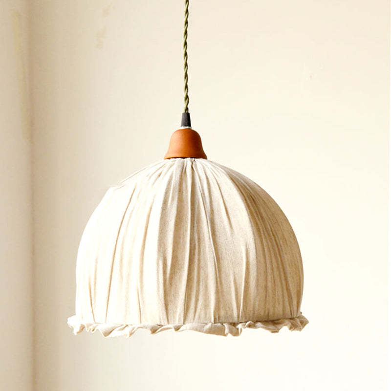 EcoLume Scandinavian LED Pendant Light - Adjustable Beige Fabric Shade for Modern Interiors 11