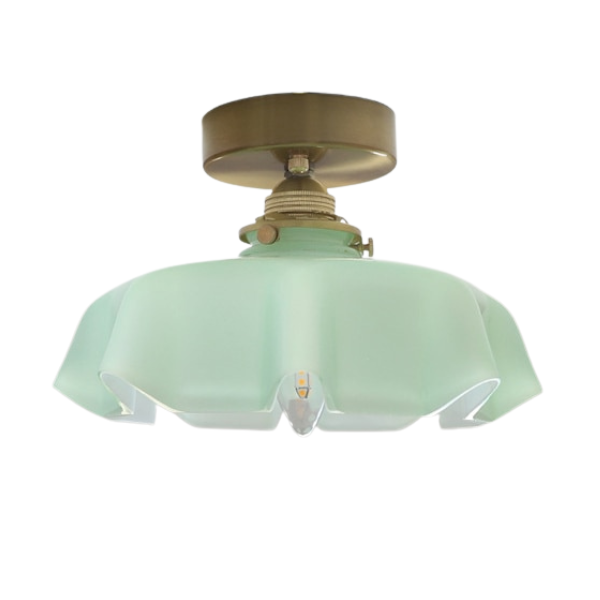 Floral Elegance Pendant Lamp - Adjustable Glass Ceiling Light with Brass Accents 2