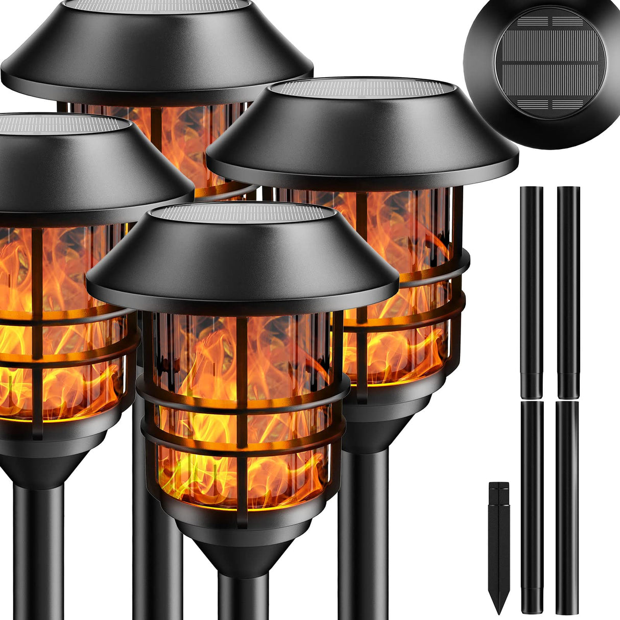 Lumira Solar Outdoor Pathway Torches, Waterproof LED Landscape Lights, 4 Pack, Model 2024
