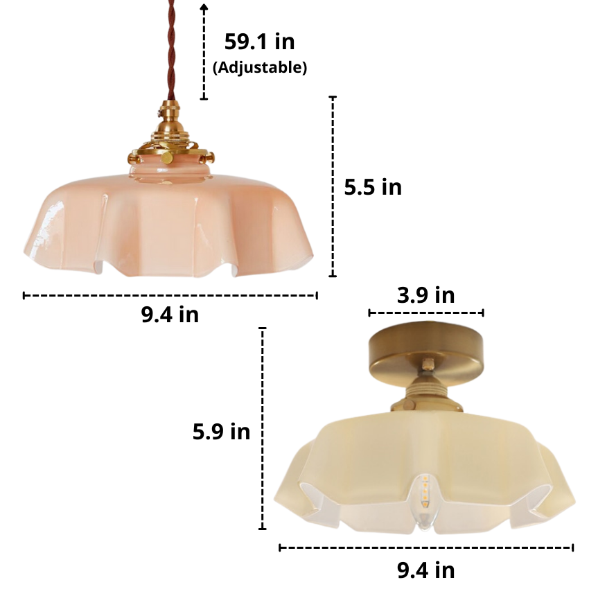 Floral Elegance Pendant Lamp - Adjustable Glass Ceiling Light with Brass Accents 29