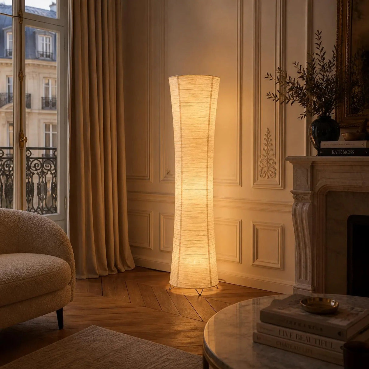 Lunaris Linen Floor Lamp