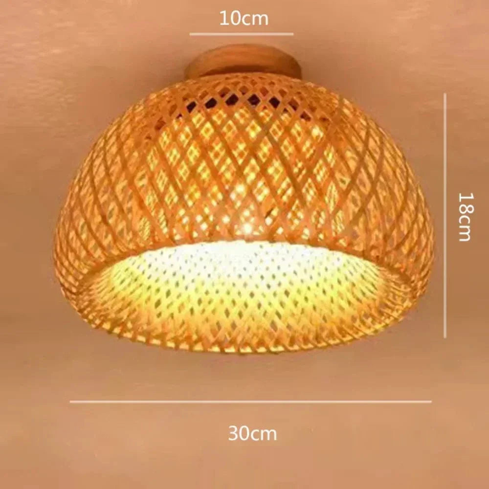 BambooGlow – Eco-Friendly Ceiling Light with Handwoven Design – Customizable E27 Socket for Warm Atmosphere 6