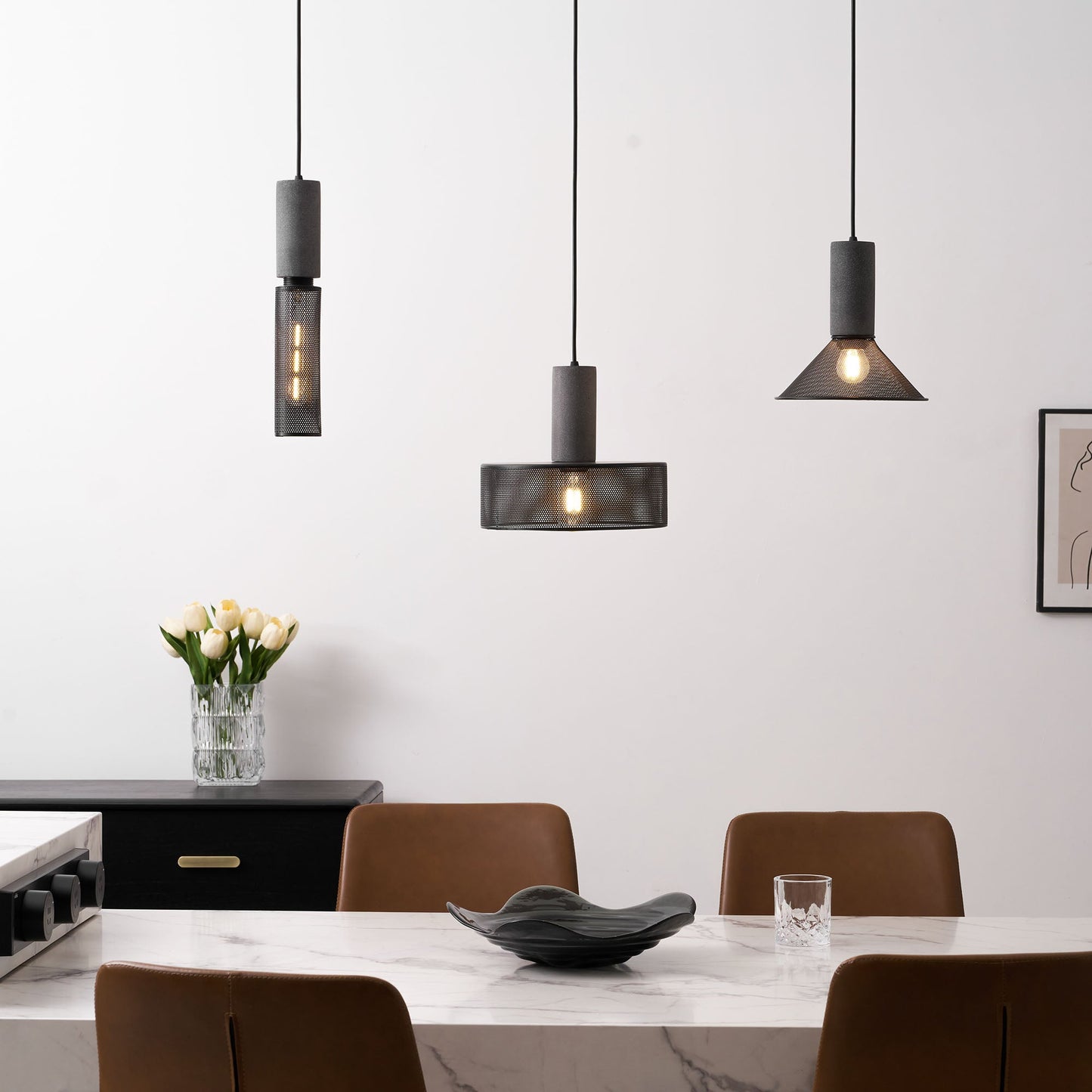 Elarion Mesh Pendant Black Concrete