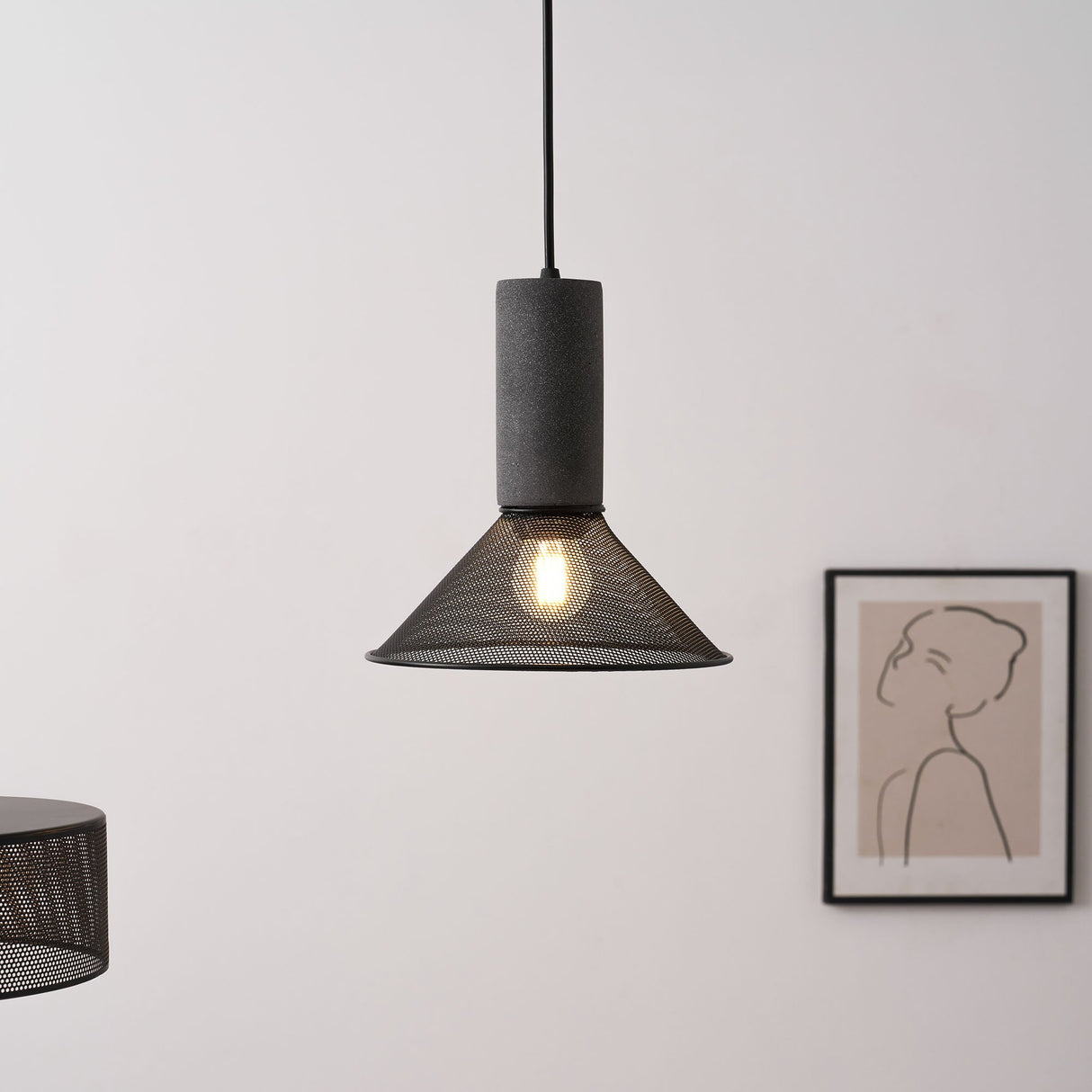 Modern Black Concrete Pendant Light