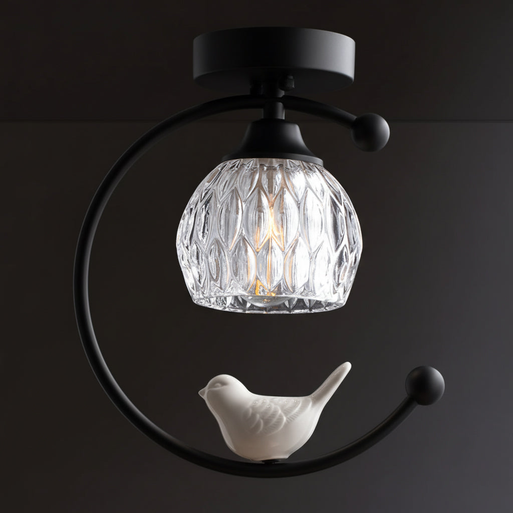 Serapha Crystal Bird Flush Light