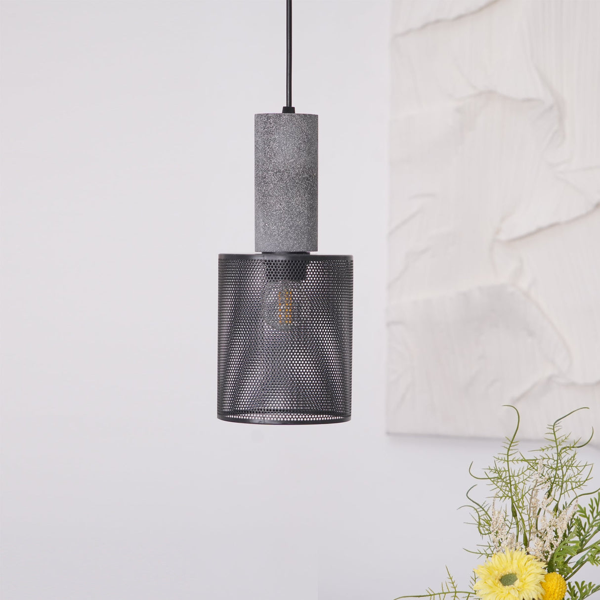 Modern Black Concrete Pendant Light