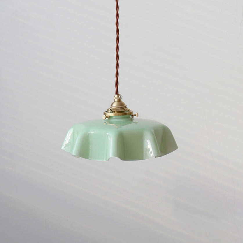 Floral Elegance Pendant Lamp - Adjustable Glass Ceiling Light with Brass Accents 23
