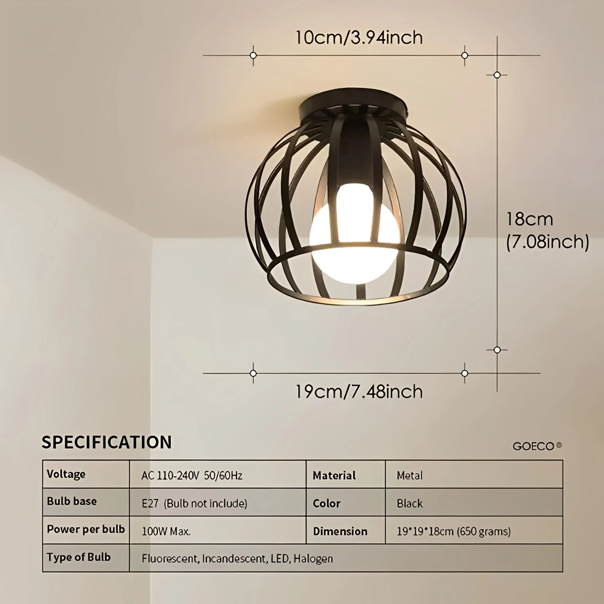 Luminara | Industrial Ceiling Light with Vintage Metal Design – Stylish Illumination for Modern Spaces 8