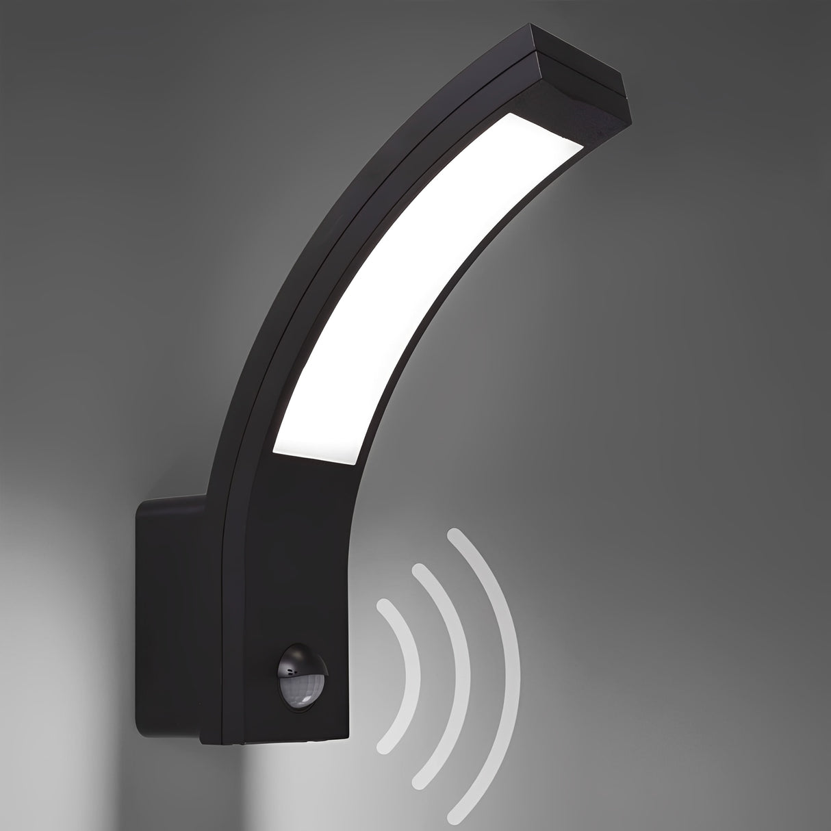 Lunox | Black Curved LED Wall Lamp with Motion Sensor – Modern Design for Outdoor Security 1