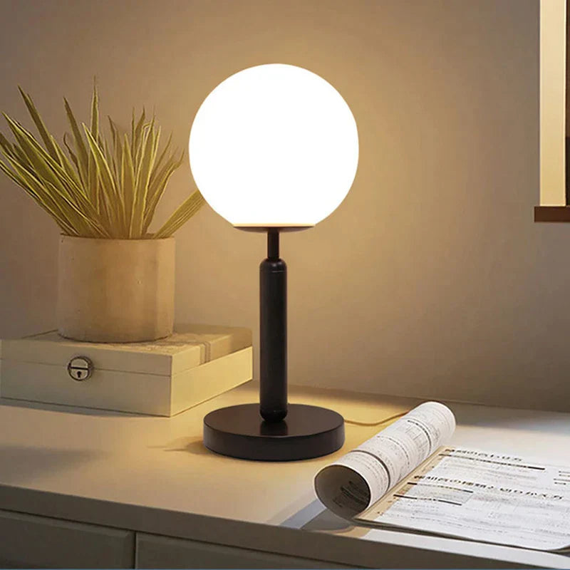 GlowSphere LED Glass Table Lamp - Elegant Brass Base with Soft Illumination 6