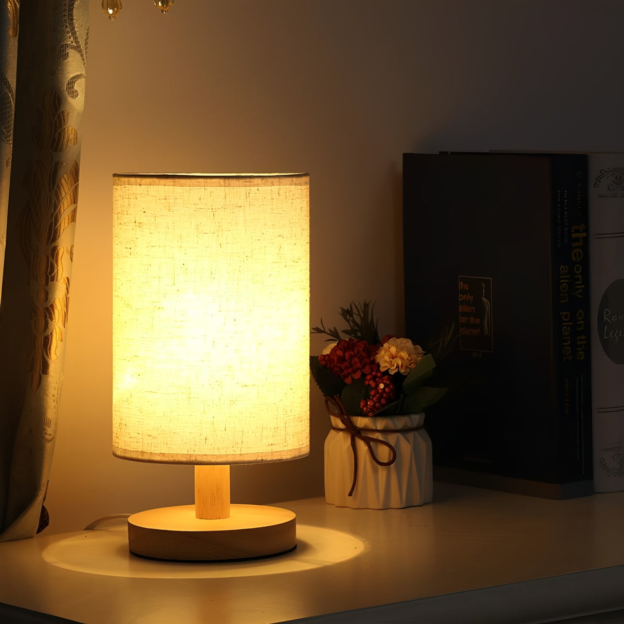 Organic Glow Lamp – Wooden Bedside Lamp with Dimmable Lighting – Remote Control for Cozy Ambiance 6
