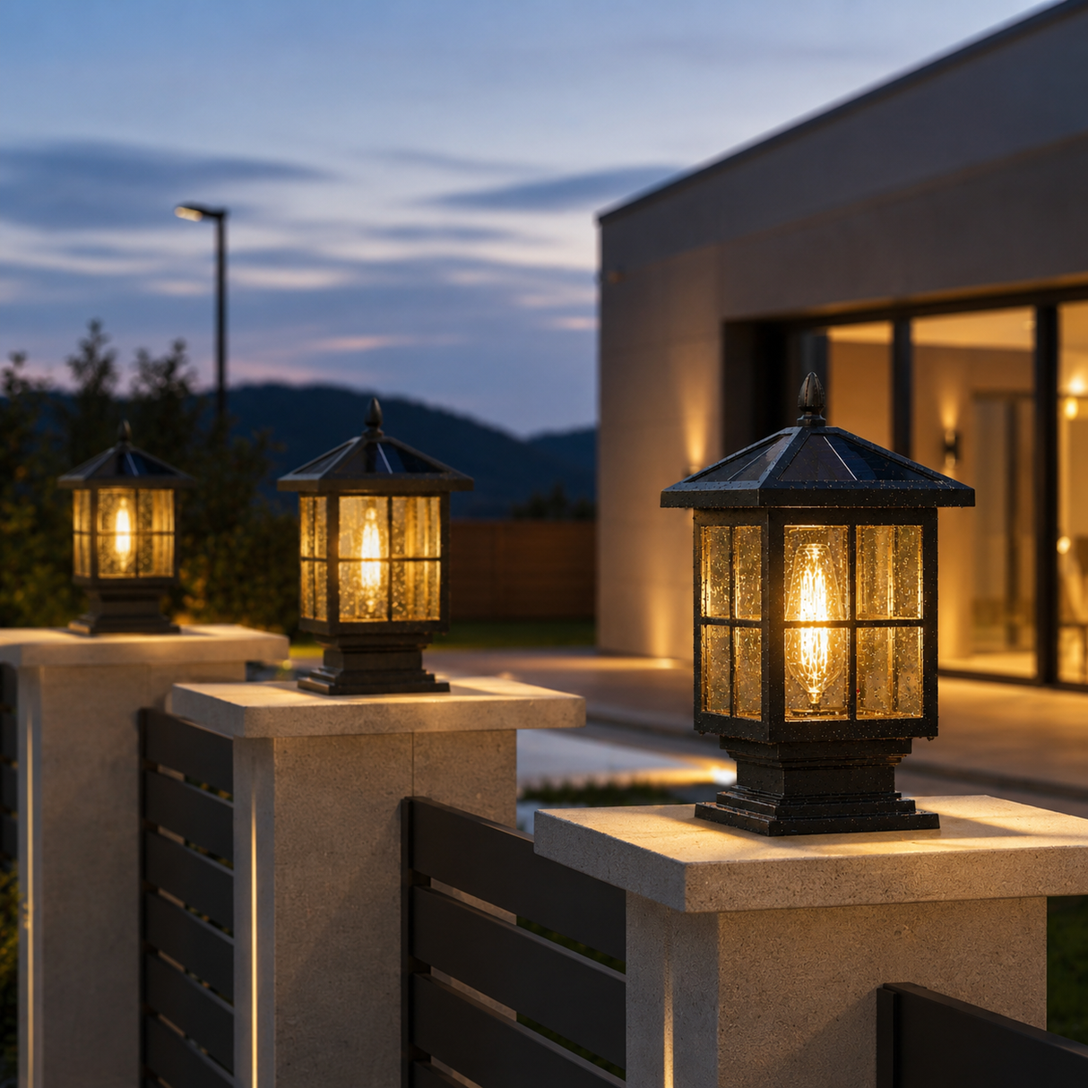 Classic Solar Post Light Lantern Outdoor
