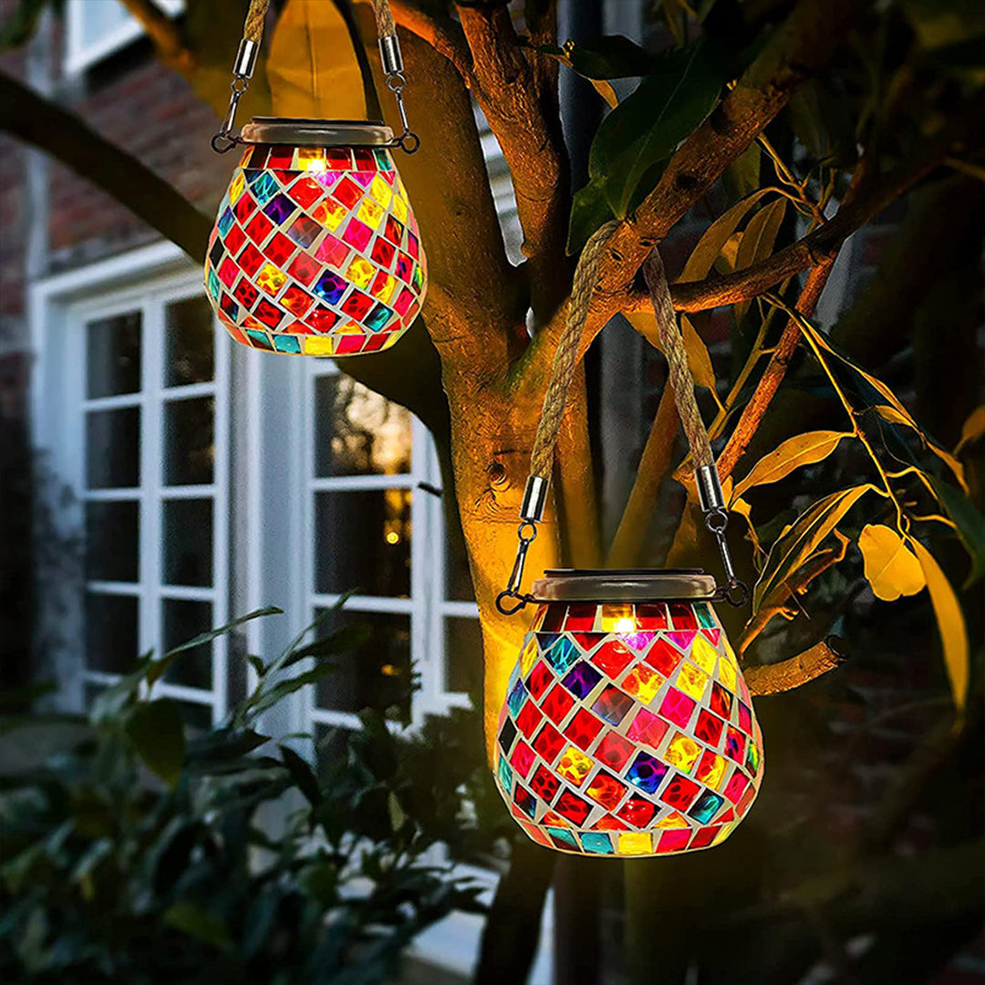 Vibrant Solar Glass Mosaic Cup Lamp - Colorful Landscape Lighting for Outdoor Ambiance 3