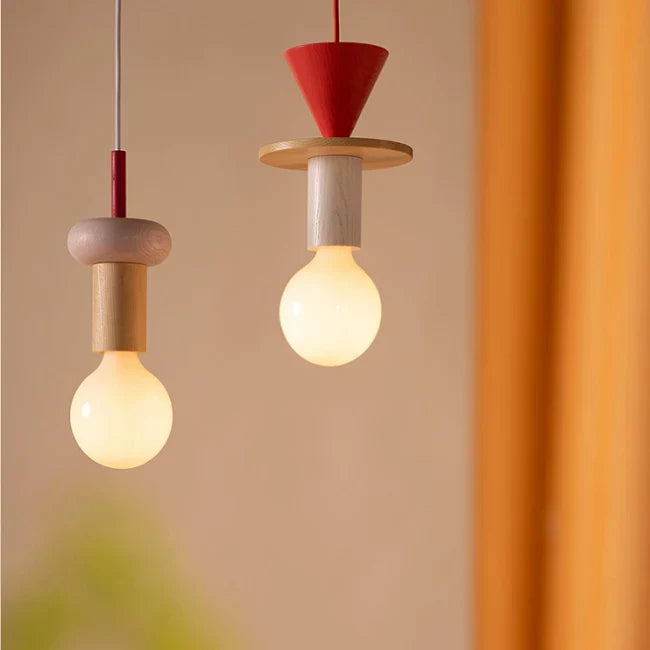 Vibrant Block Pendant Lamp - Colorful Wooden Design with Adjustable Cord for Modern Interiors 23
