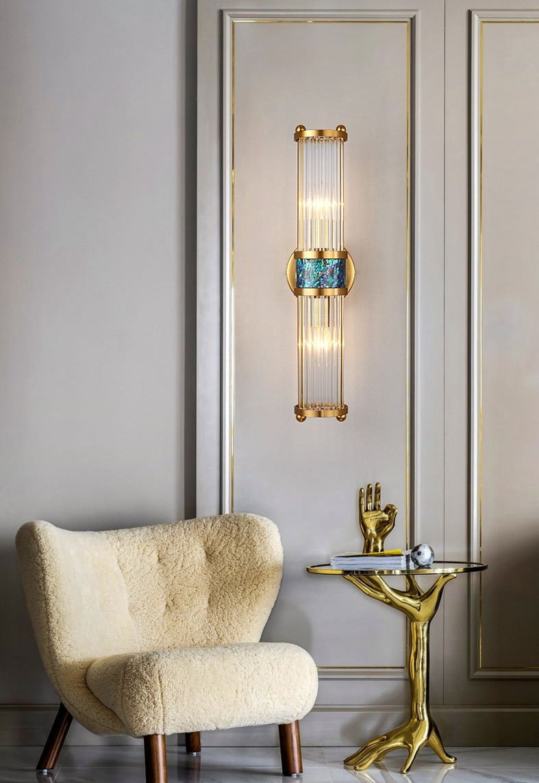 Lustra Crystal Glass Wall Lamp - Elegant Design with Polished Brass Finish for Stylish Illumination 9