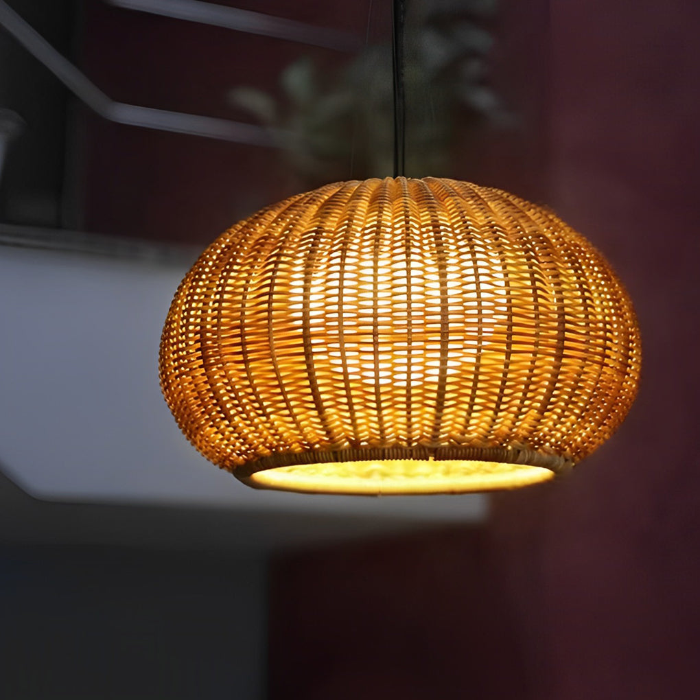 Rattan Outdoor Pendant Light - Waterproof Hanging Lamp with Warm Glow for Cozy Outdoor Spaces 14