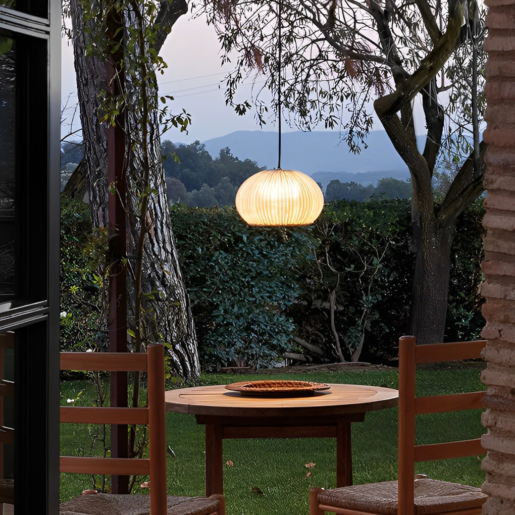 Rattan Outdoor Pendant Light - Waterproof Hanging Lamp with Warm Glow for Cozy Outdoor Spaces 1