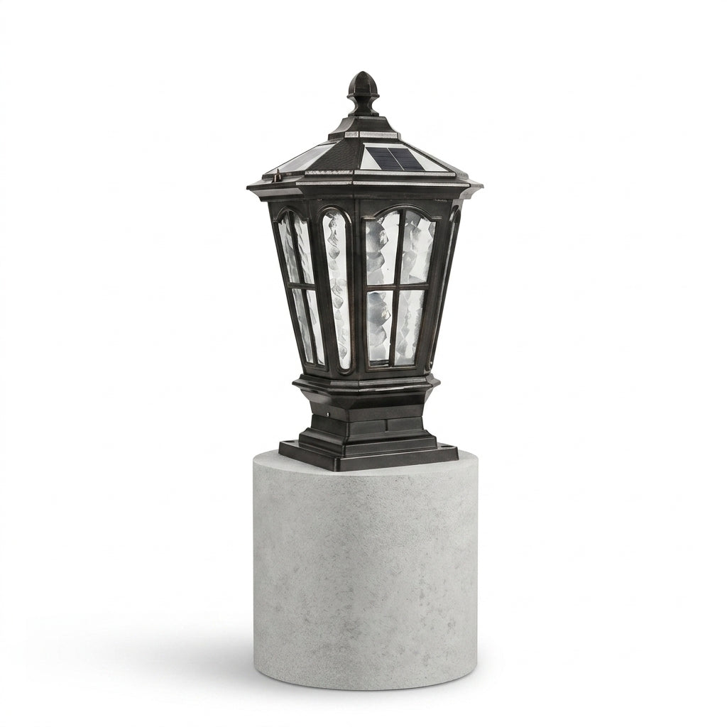 Elegant Stone Pillar Light Fixture - Retro Pavilion-Style LED Lighting for Outdoor Spaces 3