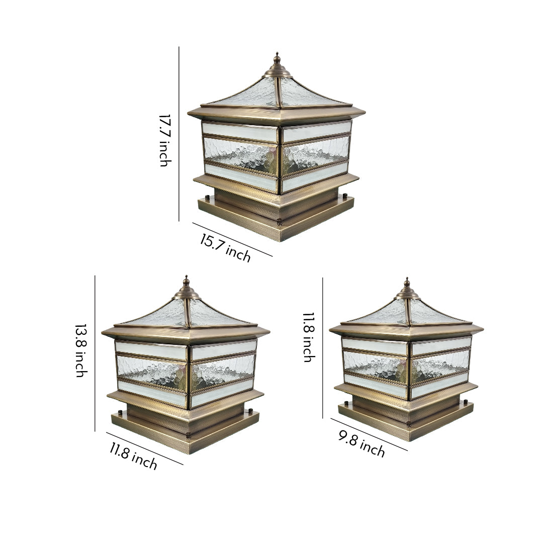 Retro Copper Stone Pillar Solar Light - Waterproof Outdoor Fixture with Dual Power Options 13