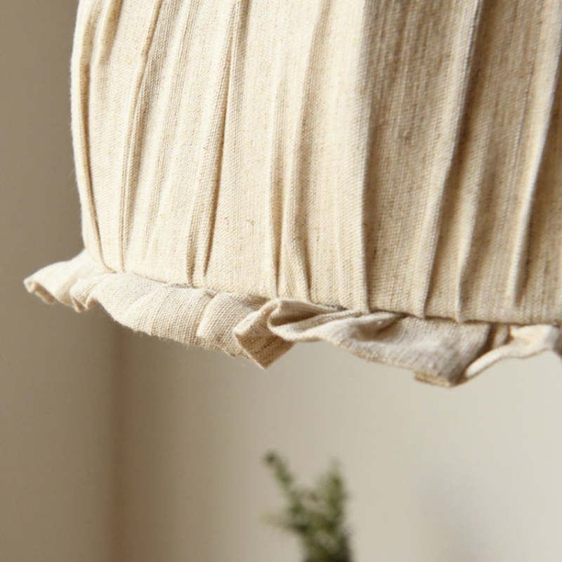 EcoLume Scandinavian LED Pendant Light - Adjustable Beige Fabric Shade for Modern Interiors 10