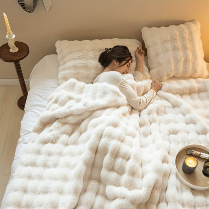 Luxurious Fleece Blanket - Plush Faux Rabbit Fur Throw for Cozy Comfort and Warmth 5