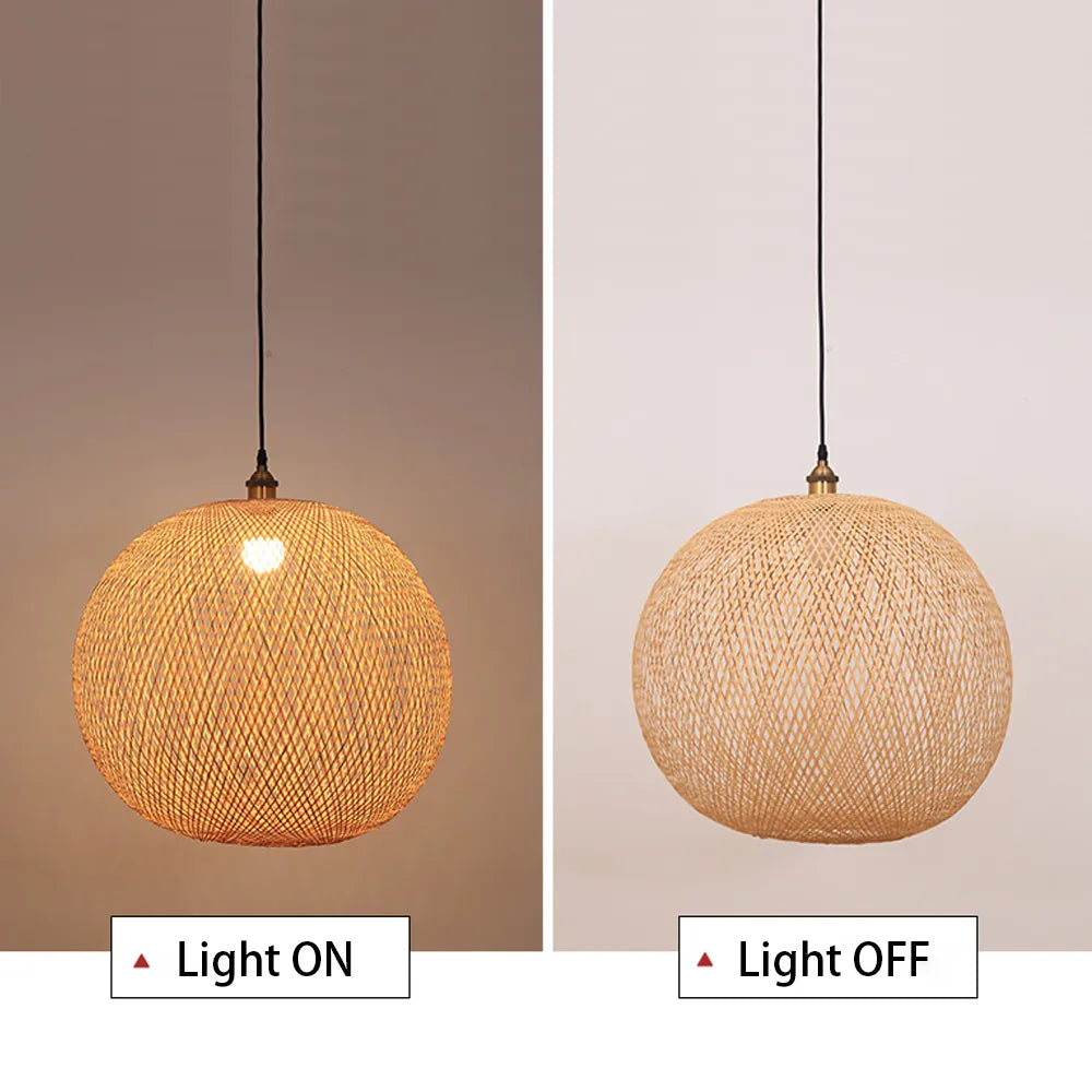 Bamboo Handwoven Pendant Lamp Shade - Lightweight Ceiling Fixture for Home Decor 13