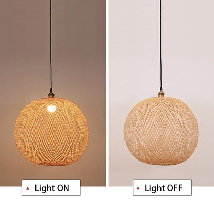 Bamboo Handwoven Pendant Lamp Shade - Lightweight Ceiling Fixture for Home Decor 13