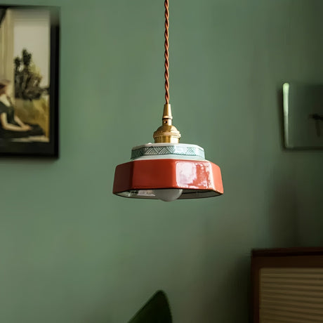 Ceramic Pendant Light - Adjustable Kitchen Pendant Lighting with Polished Copper Socket for Stylish Interiors 1