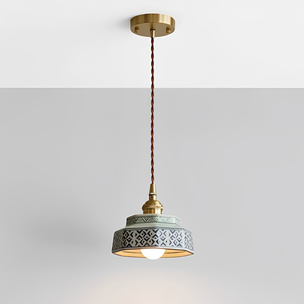 Ceramic Pendant Light - Adjustable Kitchen Pendant Lighting with Polished Copper Socket for Stylish Interiors 17