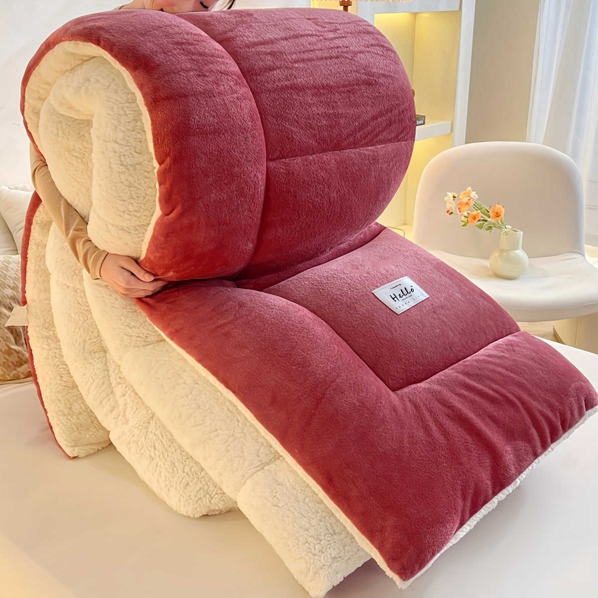 Cozy Lodge Sherpa Fleece Duvet - Double-Sided Warm Bedding for Ultimate Comfort 5