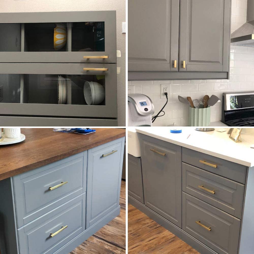Modern Square Drawer Handles - Brushed Brass Stainless Steel Pulls for Cabinets 7