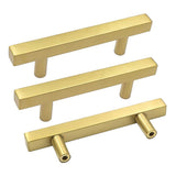 Modern Square Drawer Handles - Brushed Brass Stainless Steel Pulls for Cabinets 11