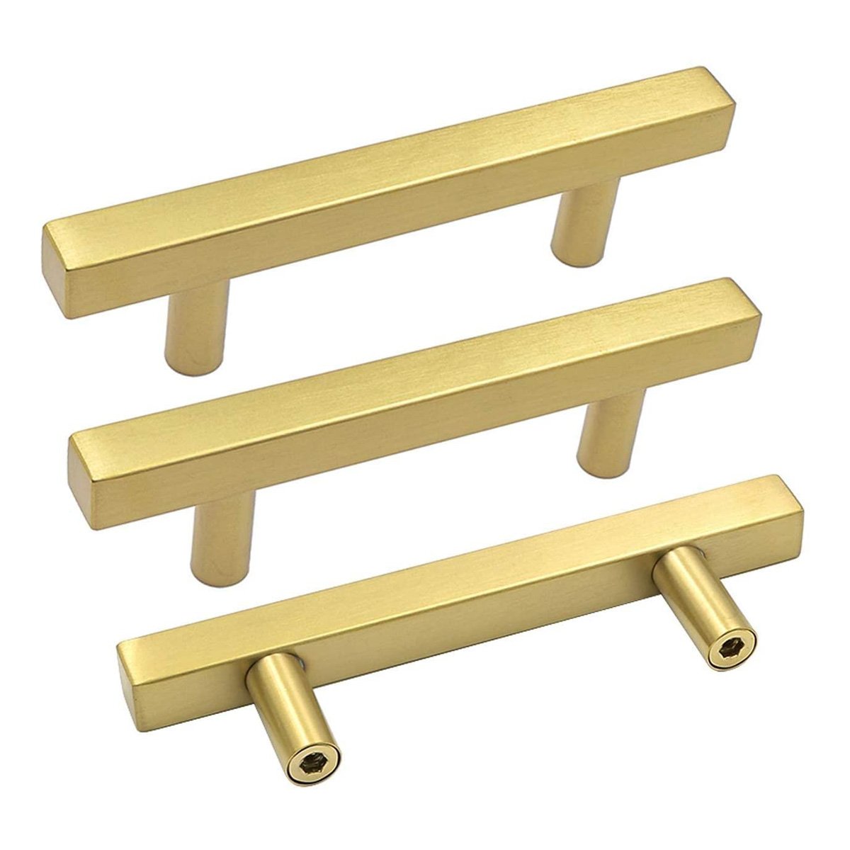 Modern Square Drawer Handles - Brushed Brass Stainless Steel Pulls for Cabinets 11