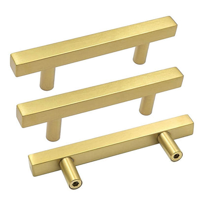 Modern Square Drawer Handles - Brushed Brass Stainless Steel Pulls for Cabinets 11