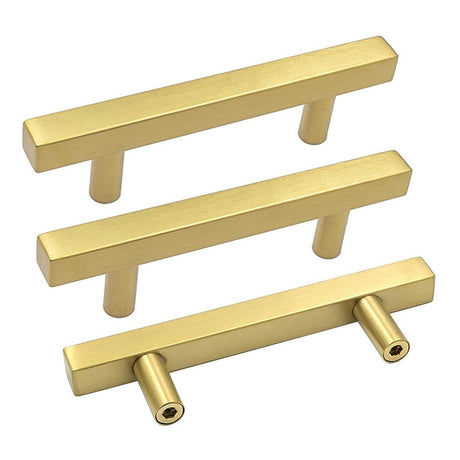Modern Square Drawer Handles - Brushed Brass Stainless Steel Pulls for Cabinets 11