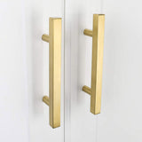 Modern Square Drawer Handles - Brushed Brass Stainless Steel Pulls for Cabinets 2