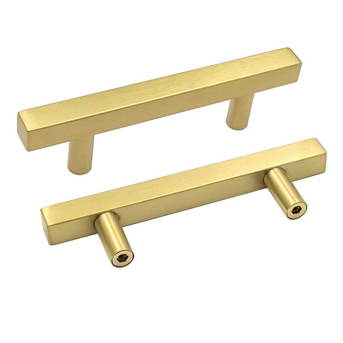 Modern Square Drawer Handles - Brushed Brass Stainless Steel Pulls for Cabinets 10