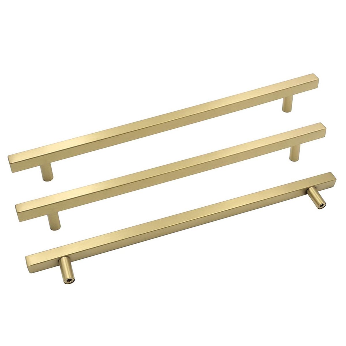 Modern Square Drawer Handles - Brushed Brass Stainless Steel Pulls for Cabinets 13