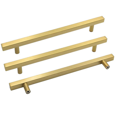 Modern Square Drawer Handles - Brushed Brass Stainless Steel Pulls for Cabinets 12