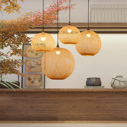 Bamboo Handwoven Pendant Lamp Shade - Lightweight Ceiling Fixture for Home Decor 6