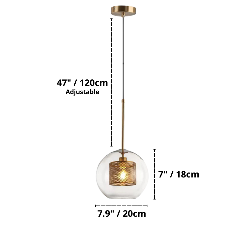 Adonia Glass Pendant Lamp - Retro Design with Honeycomb Brass Shade for Elegant Lighting 1