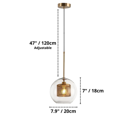 Adonia Glass Pendant Lamp - Retro Design with Honeycomb Brass Shade for Elegant Lighting 1
