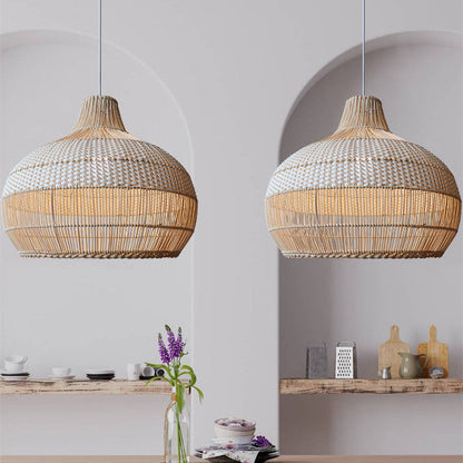 Artisan Woven Rattan Pendant Light with Softened Structure - Elegant Kitchen Pendant Lighting for Warm Ambiance 4