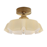 Floral Elegance Pendant Lamp - Adjustable Glass Ceiling Light with Brass Accents 8