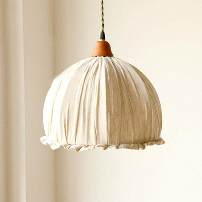 EcoLume Scandinavian LED Pendant Light - Adjustable Beige Fabric Shade for Modern Interiors 2