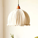 EcoLume Scandinavian LED Pendant Light - Adjustable Beige Fabric Shade for Modern Interiors 6