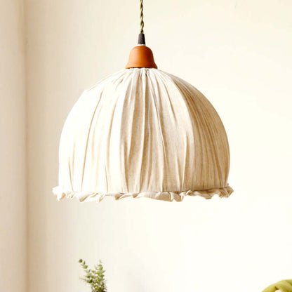 EcoLume Scandinavian LED Pendant Light - Adjustable Beige Fabric Shade for Modern Interiors 6