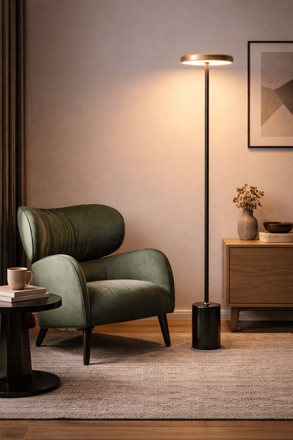 Minimalist Modern Floor Lamp with Floating Disc Head – Stylish Illumination for Living Room & Office 7